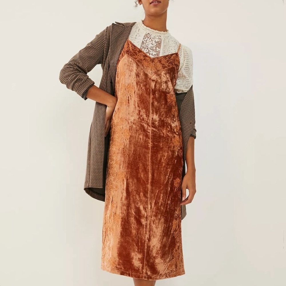 Anthropologie velvet midi slip dress